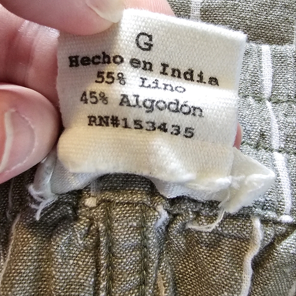 BeachLunchLounge Women's Green Linen Margot Stripes Capri Pants Size L - Picture 13 of 16